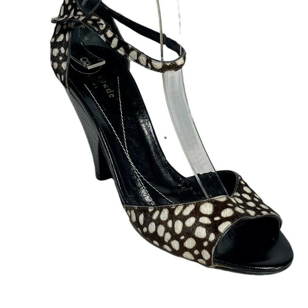 Kate Spade New York Womens Size 8 Open-Toe Heels With Animal Print